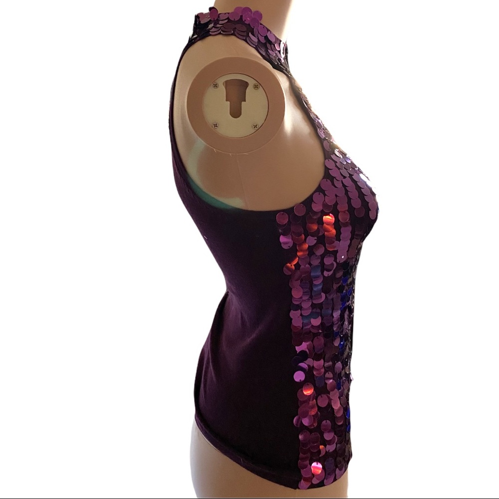 Purple sequin high neck top - Picture 7 of 9